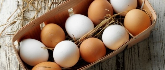 Коричневые и белые яйца